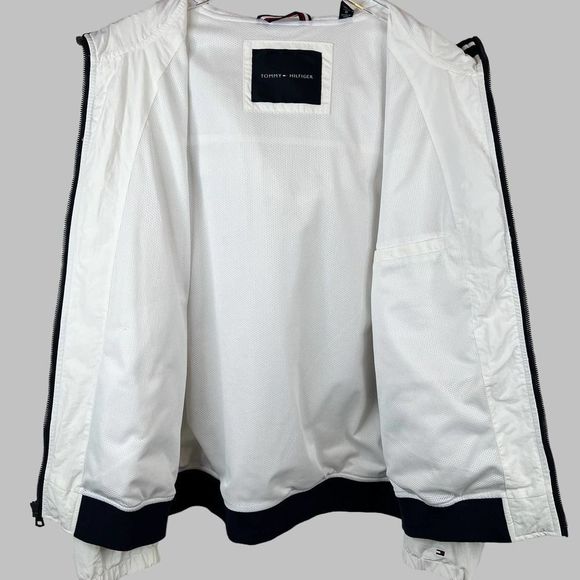 TOMMY HILFIGER Boathouse Hooded Bomber Jacket in White Men's Large - Picture 6 of 11